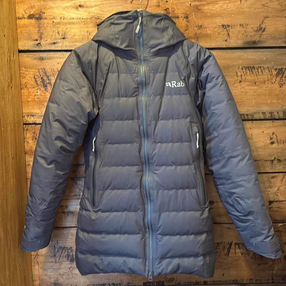 Rab Valiance Parka XS—700 fp hydrophobic down, hardshell, taped seams, DWR